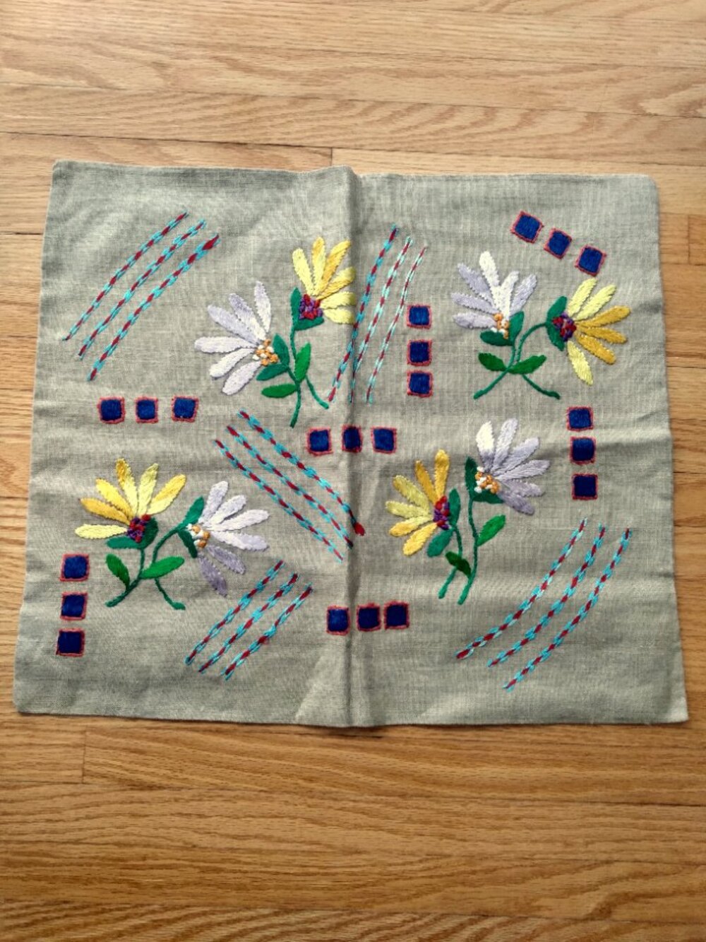 Vintage Embroidered Throw Pillow Cover Toss Cushion Case Handmade